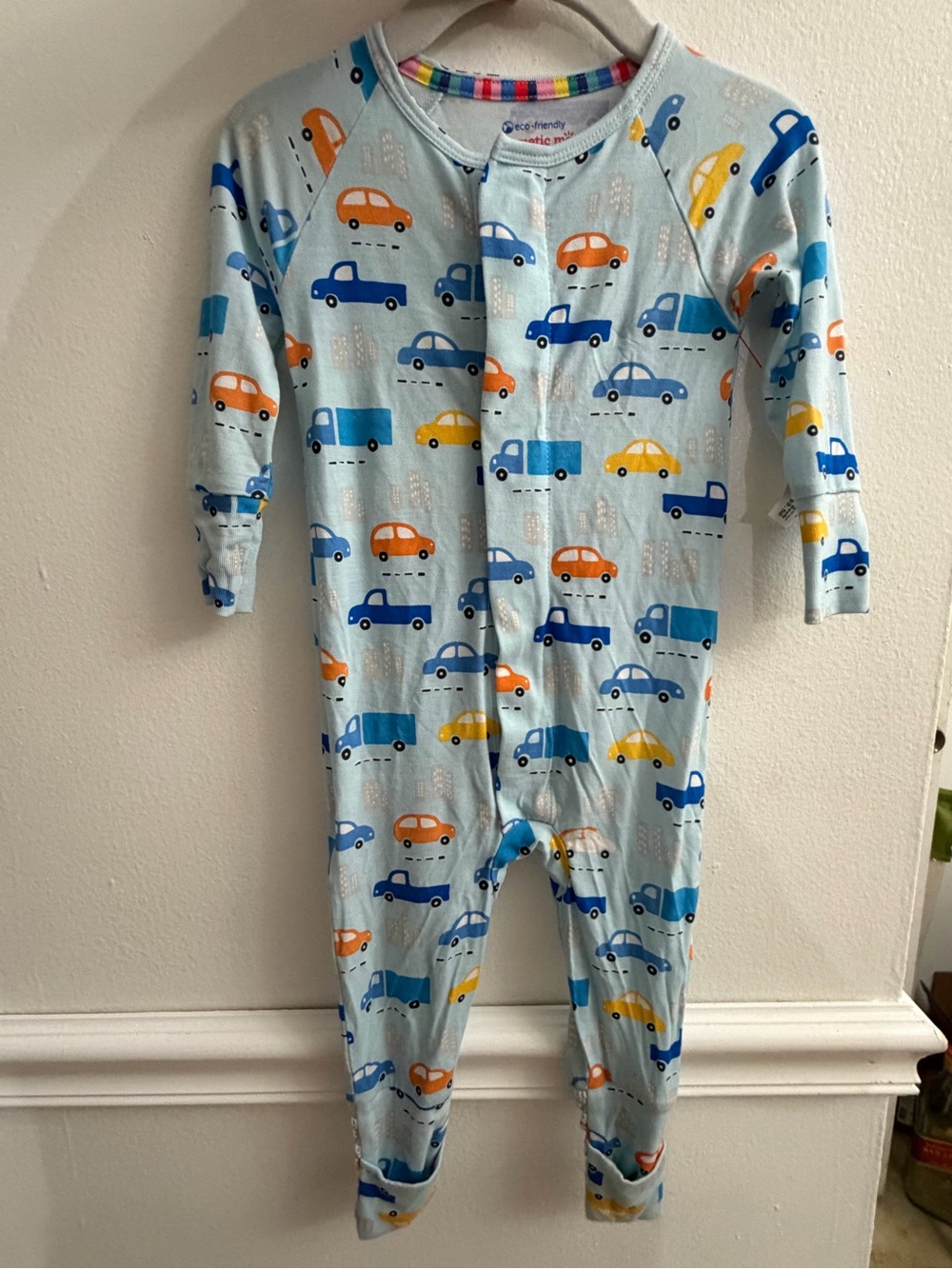 Magnetic Me Blue Cars Footie 9-12M Magnetic Closure Sleeper